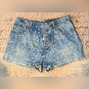 Armani Exchange high rise button fly Jean shorts